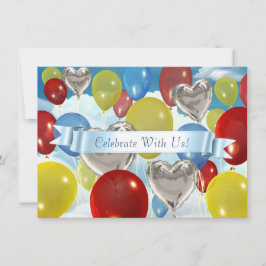 Balões Coloridos no Céu Convites Personalizáveis