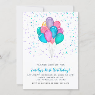 Balões Confetti Aniversário Convite