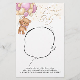 Balões cor-de-rosa com Urso de Teddy Desenhar Jogo