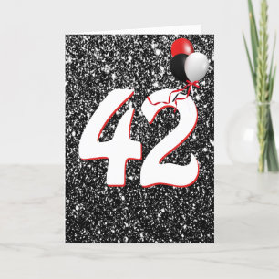 Balões de 42º aniversário no Cartão Leve Preto