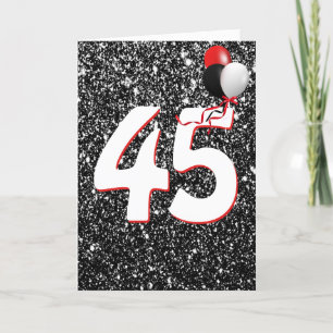 Balões de 45.º aniversário no Cartão Brilhante