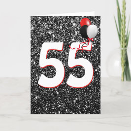 Balões de 55.º aniversário no Cartão Brilhante Pre