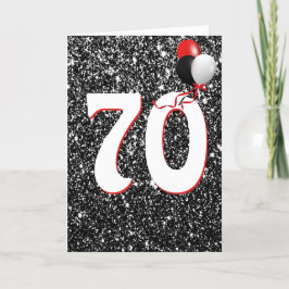 Balões de 70 de Aniversário no Cartão Brilhante Pr