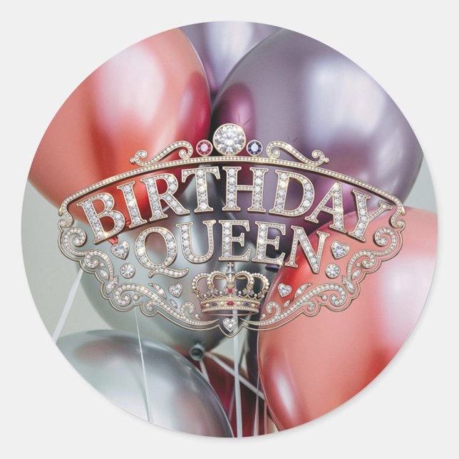Balões de Adesivo da Rainha de Aniversário  (Frente)