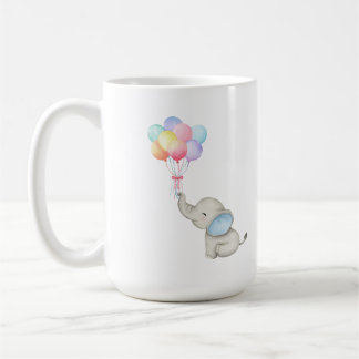 Balões de Amor com Elefante Bebê. Caneca