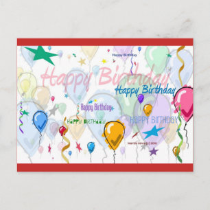 Balões de Aniversário   Cartão Postal Blue Beach S