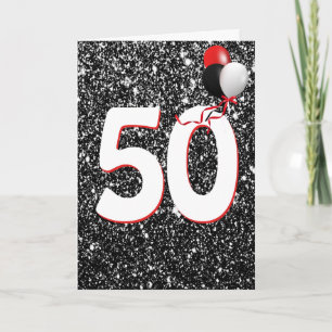 Balões de Aniversário de 50 anos em Cartão de Bril