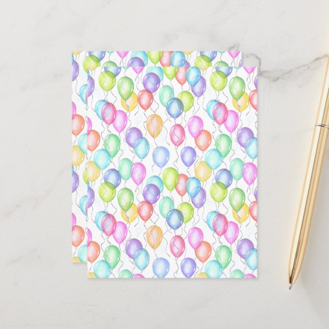 Balões de Aniversário - Papel Escrapbook (Frente/Verso In Situ)