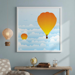 Balões De Ar Quente Em Poster De Nuvens