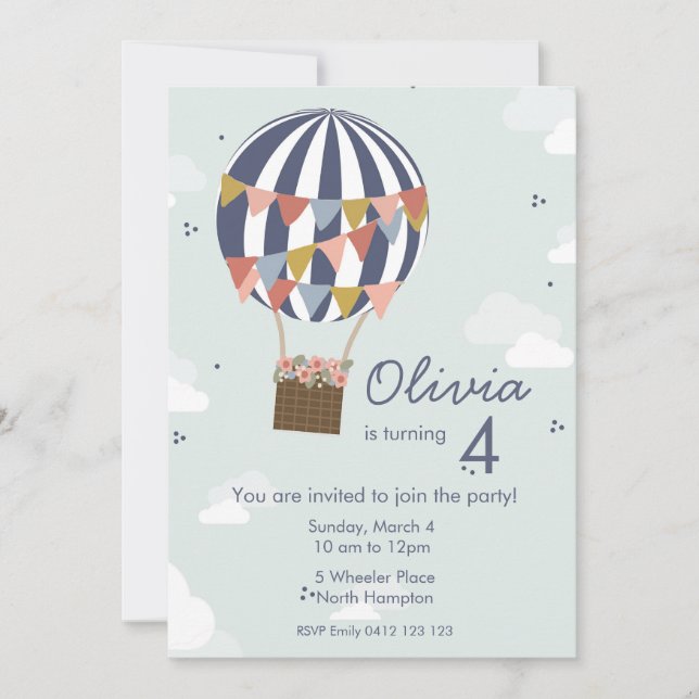 Balões de Convite de aniversário Personalizados (Frente)