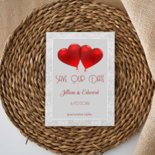 Balões de Coração Vermelho Salvem O Anúncio De Dat