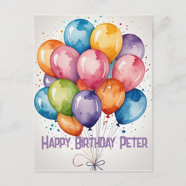 Balões de festa personalizados para convite de ani (Frente)