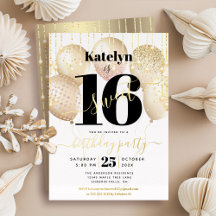 Balões de Script de Aniversário Sweet 16 Branco Ou