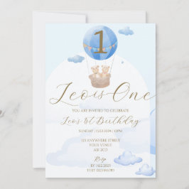 Balões de Urso Azul Convite para primeiro aniversa