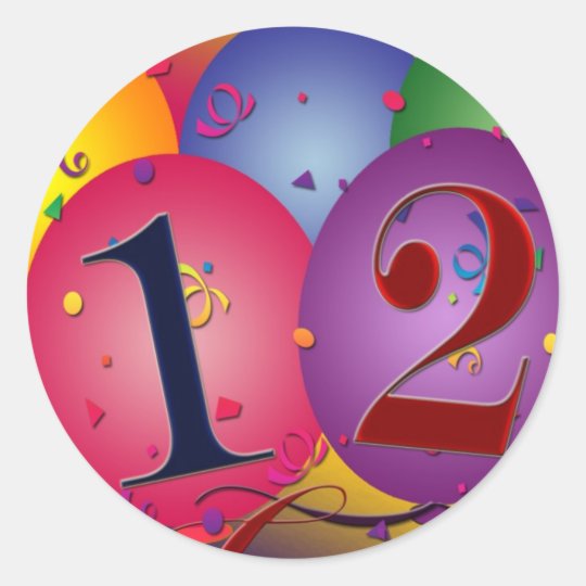 Balões do feliz aniversario - 12o aniversário adesivo