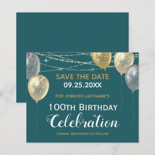 Balões Dourados com brilho 100º Aniversário Sal