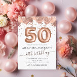 Balões Dourados de Rosa de Orçamento 50ª Festa de<br><div class="desc">Orçamento 50 (50º) 50 Festas de aniversário - Rosa Dourado Balões e Convite de aniversário Confetti. Este é o Convite Aniversário perfeito para uma Rosa moderna Dourada e brilhante Festa de aniversário Brilhante Rosa Brilhante Girly. Entre em contato com o designer para encontrar itens personalizados correspondentes.</div>