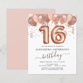 Balões Dourados do Rosa de Orçamento Doce 16 Anive