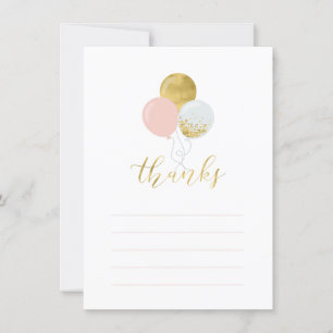 Balões Dourados e Rosa Cartão de Nota de Obrigad