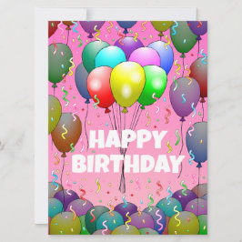 Balões e Cartão de Aniversário de Confetti