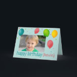 Balões e Confetti Photo Aniversário - Cartão de Sa<br><div class="desc">A placa pode ser facilmente personalizada adicionando o texto de sua escolha clicando no botão 'Personalizar'.</div>