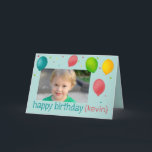 Balões e Confetti Photo Aniversário - Cartão de Sa<br><div class="desc">A placa pode ser facilmente personalizada adicionando o texto de sua escolha clicando no botão 'Personalizar'.</div>