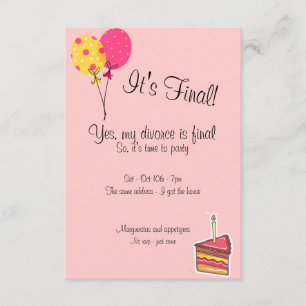 Balões e convite de festas do divórcio do bolo