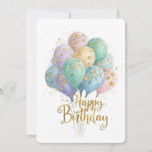 Balões Elegantes de Feliz Aniversário Cartão de Sa
