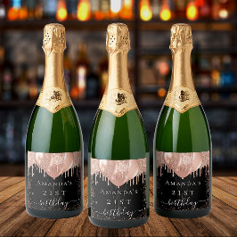 Balões festa de aniversário preto-rosa-ouro-relâmp