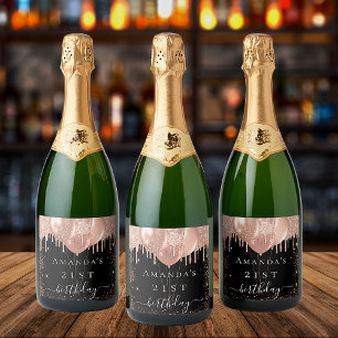 Balões festa de aniversário preto-rosa-ouro-relâmp