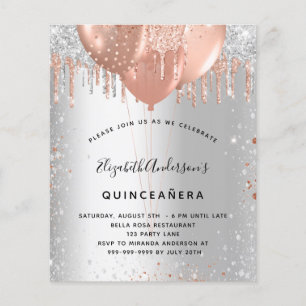 Balões prateados de rosa dourado para Quinceanera