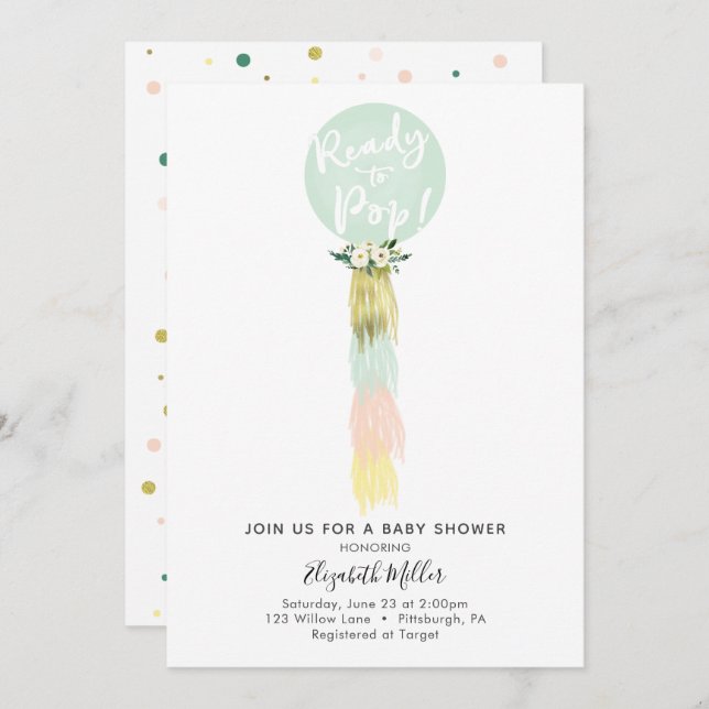 Balões prontos para o convite para Chá de fraldas  (Frente/Verso)