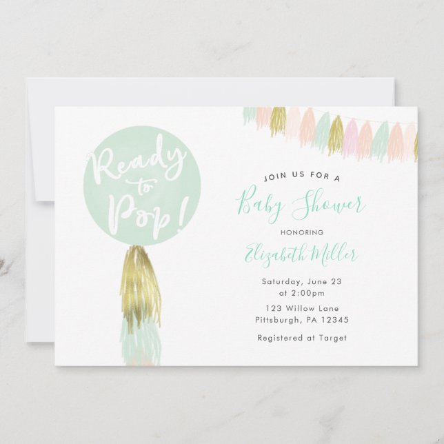 Balões prontos para o convite para Chá de fraldas  (Frente)