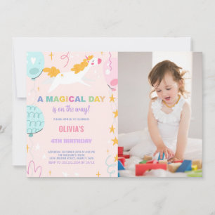 Balões Unicórnio Convites de Aniversário com Foto