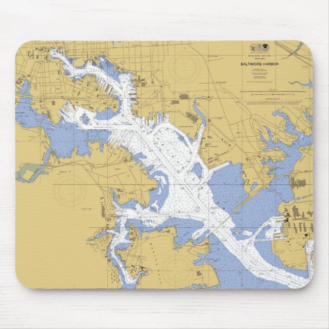 Baltimore, carta náutica Mousepad do porto da DM (Frente)
