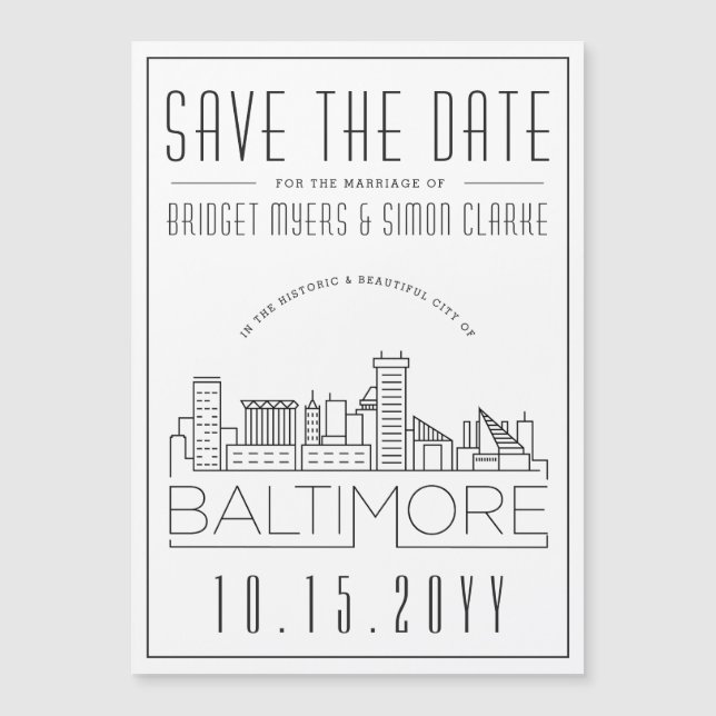 Baltimore Wedding | Skyline Estilizado Salvar a Da (Frente)