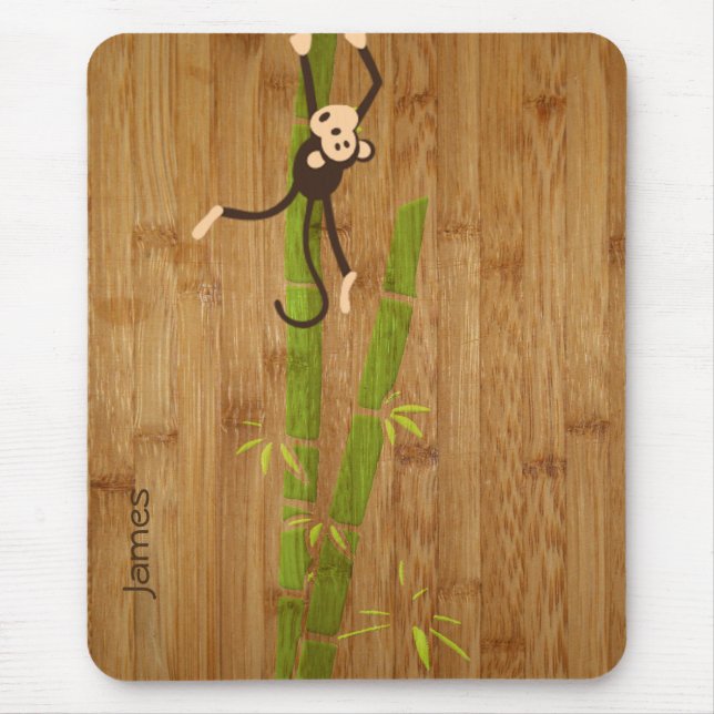 Bambu e macaco Mousepad engraçado (Frente)