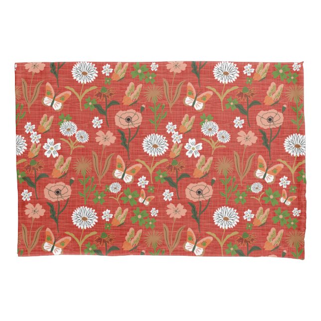 Bambu Floral Borboleta Bambus Shamrocks em Vermelh (Frente)