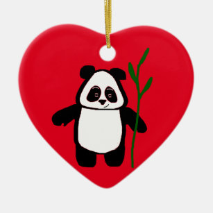 Bambu o ornamento do coração da panda