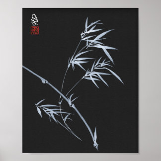 Bambu Prateado em Impressão de Arte com Pincel Chi