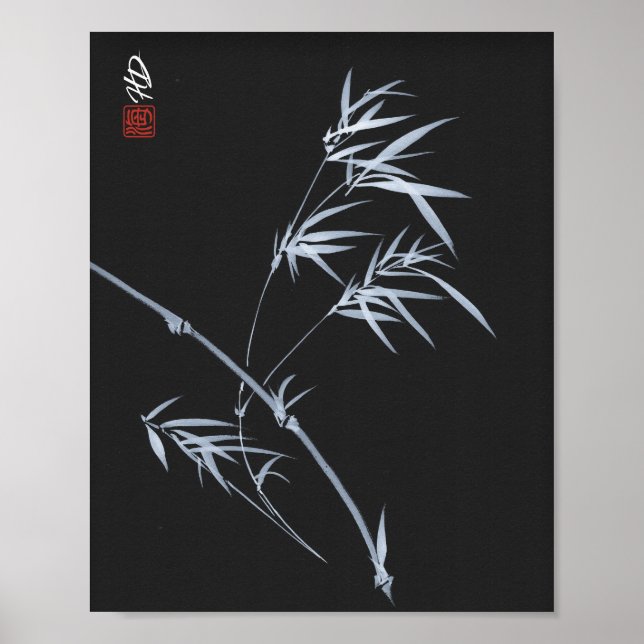 Bambu Prateado em Impressão de Arte com Pincel Chi (Frente)