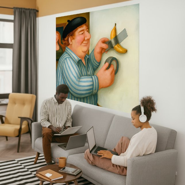 Banana Amarrada - Grande Impressão em Tela Enrolad (Taped Banana - Large canvas art print)