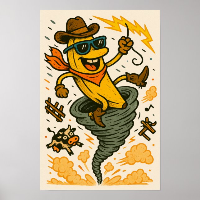 Banana Cowboy Tornado Poster (Frente)