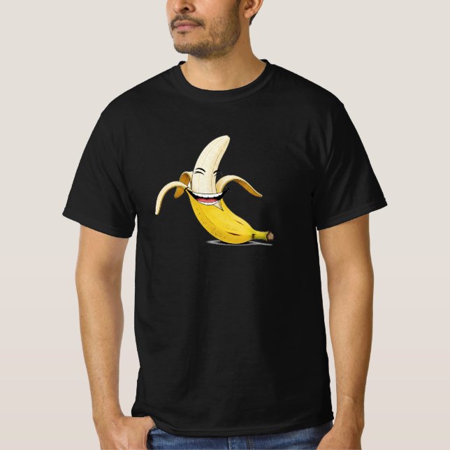 Banana de Cartoon Sorridente - Camisa T Engraçada  (Frente)