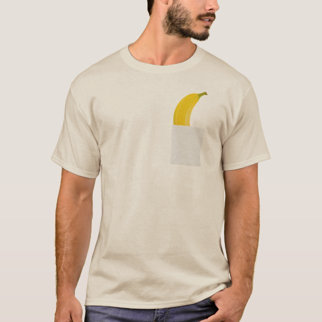 Banana engraçada na camiseta do bolso (Frente)