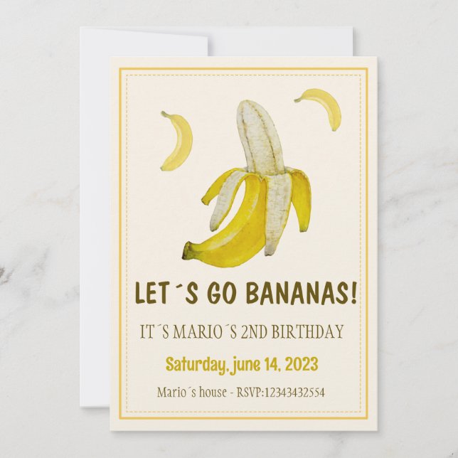 Bananas De vamos, Convite De Aniversário Para Bana (Frente)