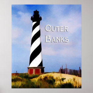 Bancos exteriores do texto do poster do farol de