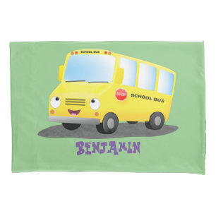 Banda branca e feliz de ônibus escolar amarelo