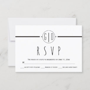 Banda branca preta e RSVP de Casamento Monograma
