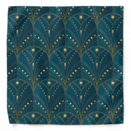 Bandana Art Deco pattern with gold geometric shapes